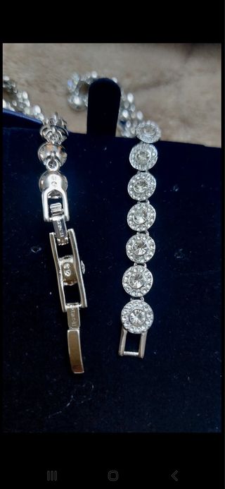 Conjunto Swarovski plata - Collar, pulsera y pendi