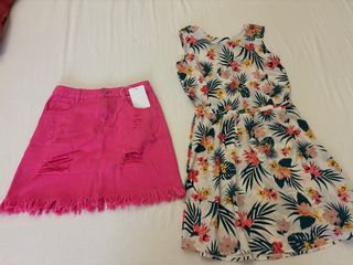 Gonna floreale & gonna jeans rosa