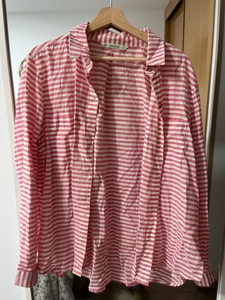 Camisa Zara Basic rayas rosa-blanco
