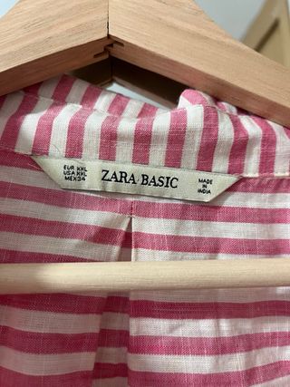 Camisa Zara Basic rayas rosa-blanco