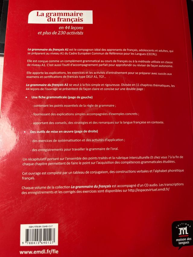 La grammaire du français A1 en 44 leçons et 230...
