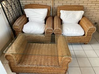 Conjunto Terraza de Sillones mimbre y mesa