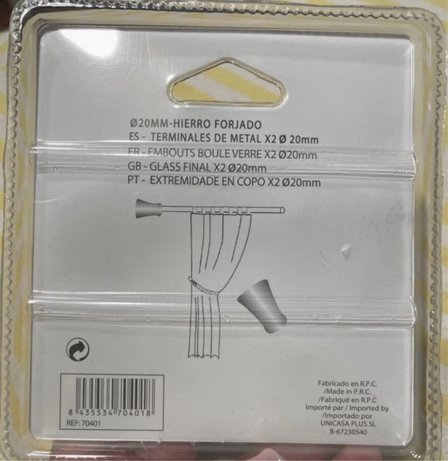 Terminales de Cortina Metal UNICASA - Blancas