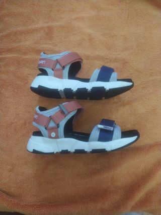Sandalias niño velcro - grises y azules