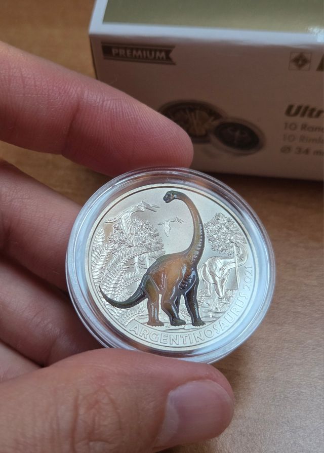 Monete Austria 3 euro Dinosauri Argentinosauro