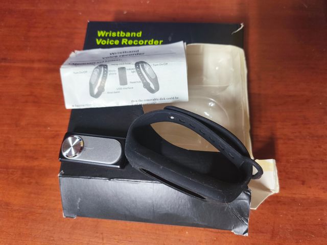 Grabadora Voz Pulsera - Negra/Plata