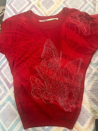 Desigual - Jersey Rojo Mariposas