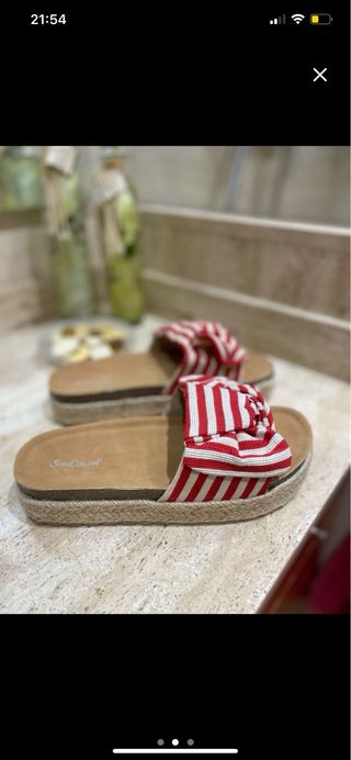 Sandalias rayas rojas esparto nº 37 y 38