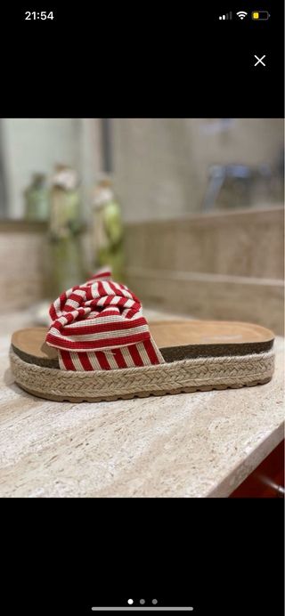 Sandalias rayas rojas esparto nº 37 y 38