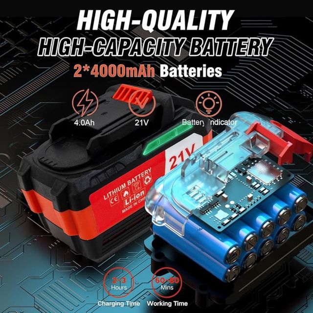 Motosierra eléctrica 21V + 2 baterías