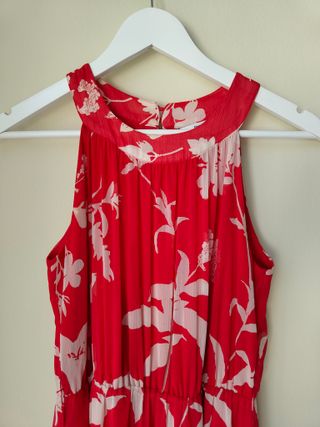 Vestido rojo halter floral - talla 36
