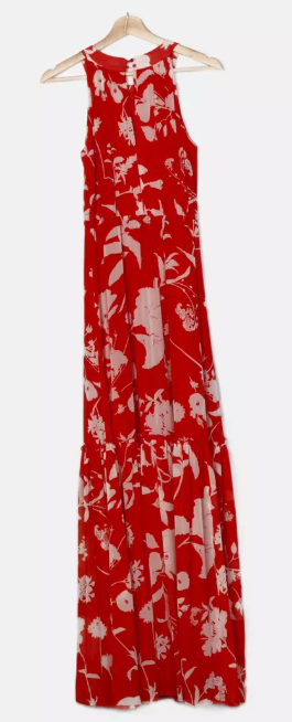 Vestido rojo halter floral - talla 36