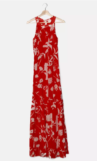 Vestido rojo halter floral - talla 36