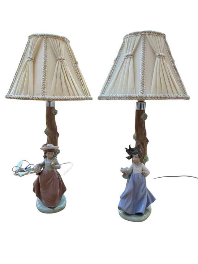 2 Lámparas Lladró Niñas Porcelana
