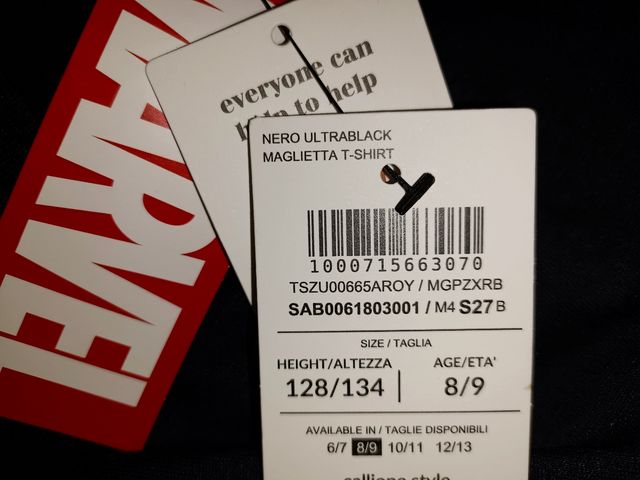 Maglia Black Panther Marvel 8 anni nuova