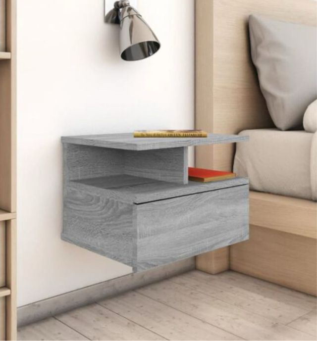 Dos mesitas noche flotantes gris - 40x31x27cm