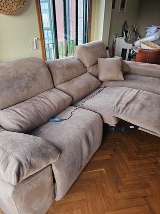 Sofá 3 plazas chaise longue beige 