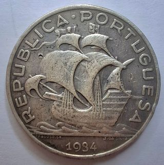 Moneda 10 Escudos República De Portugal 1934