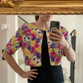 Giacchina sartoriale vintage fiori multicolor