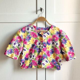 Giacchina sartoriale vintage fiori multicolor