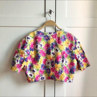 Giacchina sartoriale vintage fiori multicolor