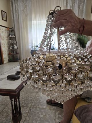 Lampara Cristal Dorada Vintage