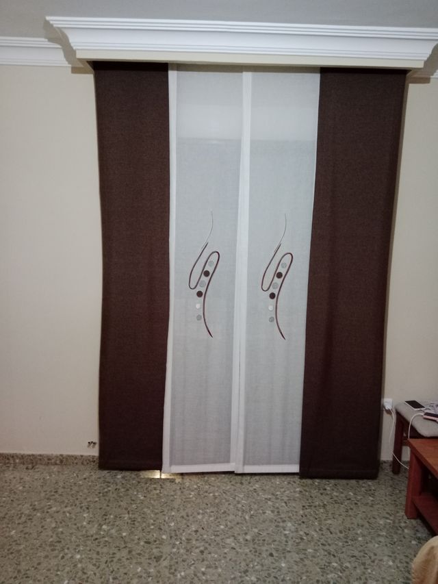 Estor japonés 4 paneles: marrón-blanco