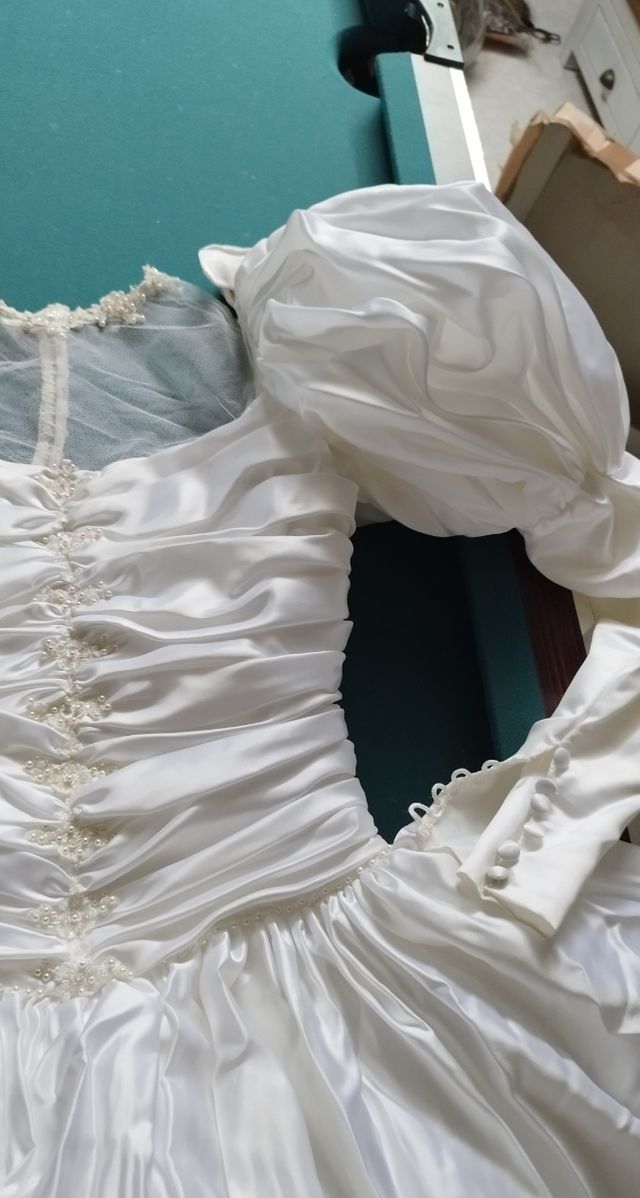 Vestido novia raso blanco talla 36