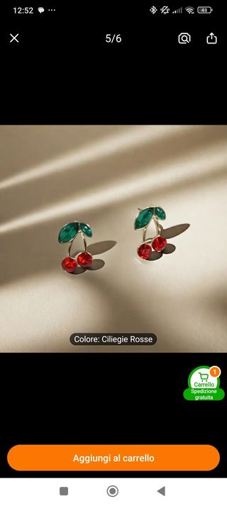 Orecchini a ciliegina - rossi e verdi