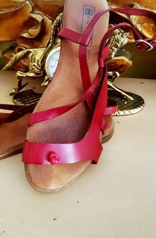 Sandalias rojas Zoak - Piel