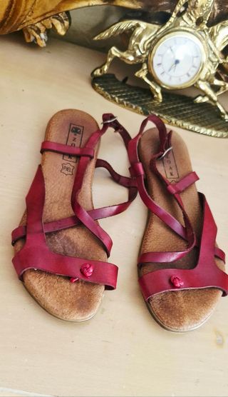 Sandalias rojas Zoak - Piel