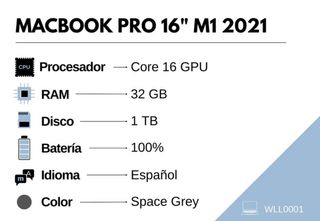 MacBook Pro M1 Pro 16pulgadas 1tb  32GB ram
