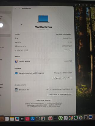 MacBook Pro M1 Pro 16pulgadas 1tb  32GB ram