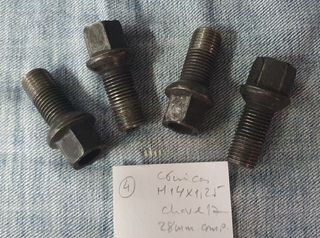 4 Pernos/Parafusos vintage para jantes, M14x1,25