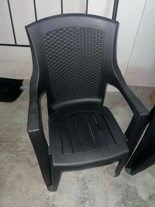 2 Sillas de jardín - Plástico Negro