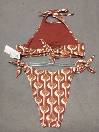 Bikini Etam estampado retro marrón