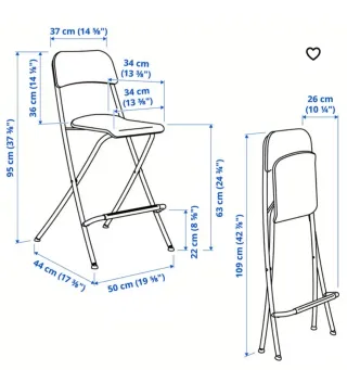 Silla plegable alta - Negra y Plata