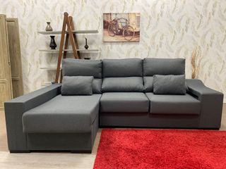 Chaiselongue gris oscuro,arcon,2 puff,265cm