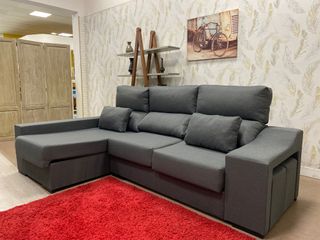 Chaiselongue gris oscuro,arcon,2 puff,265cm