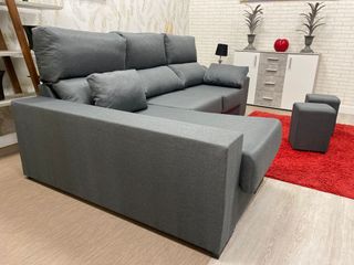 Chaiselongue gris oscuro,arcon,2 puff,265cm