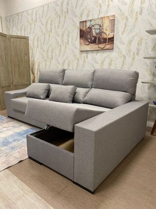 Chaiselongue gris oscuro,arcon,2 puff,265cm