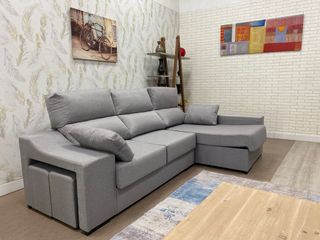 Chaiselongue gris oscuro,arcon,2 puff,265cm