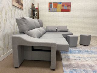 Chaiselongue gris oscuro,arcon,2 puff,265cm