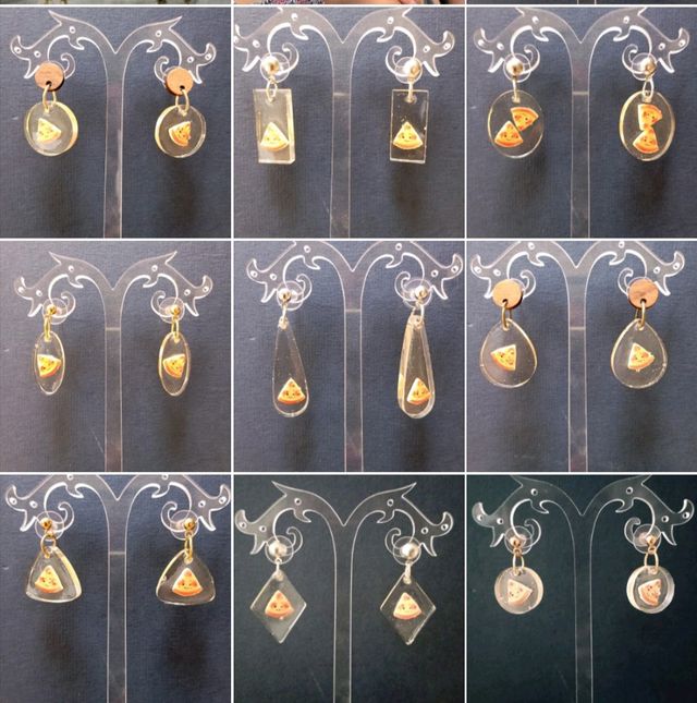 Pendientes pizza resina
