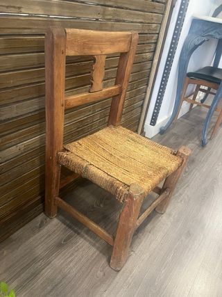 pack de 4 Sillas bajas, Vintage de Madera Mimbre