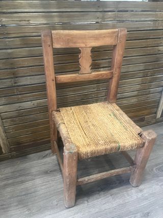 pack de 4 Sillas bajas, Vintage de Madera Mimbre