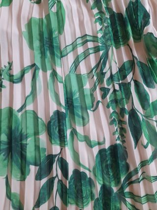 Vestido plisado flores - verde blanco