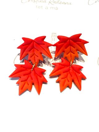 Pendientes hoja otoño - arcilla polimérica