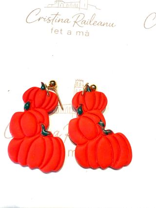 Pendientes calabaza arcilla polimérica