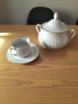 Sopera y salsera Santa Clara blancas con oro